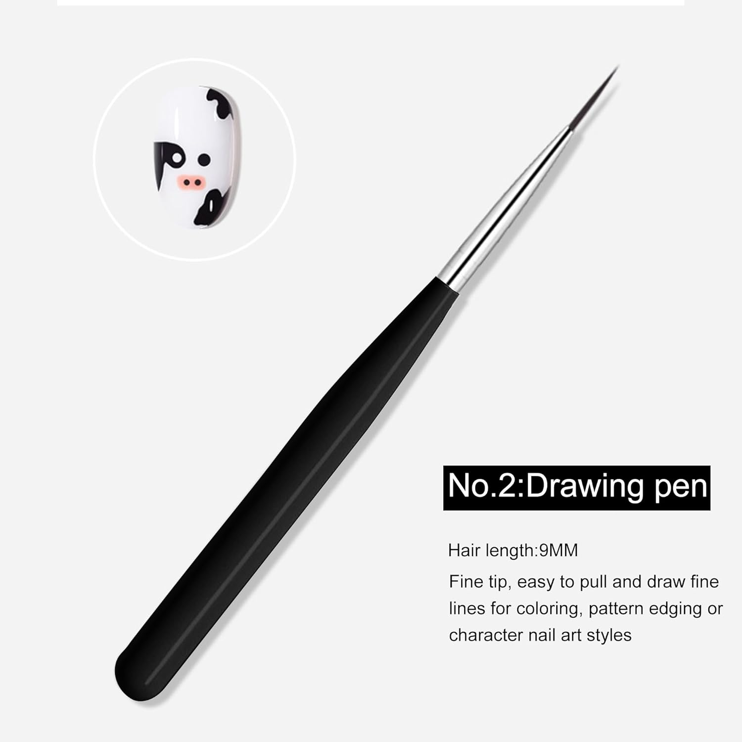 LZGOPE 3Pcs Nail Art Liner Brushes,Professional Art Nail Painting Pen，Nail Liner Striping Brush,Uv Glue Painting Scribing Brush, DIY Nail Art Tools, Fine Nail Art Set (Black) image number 3