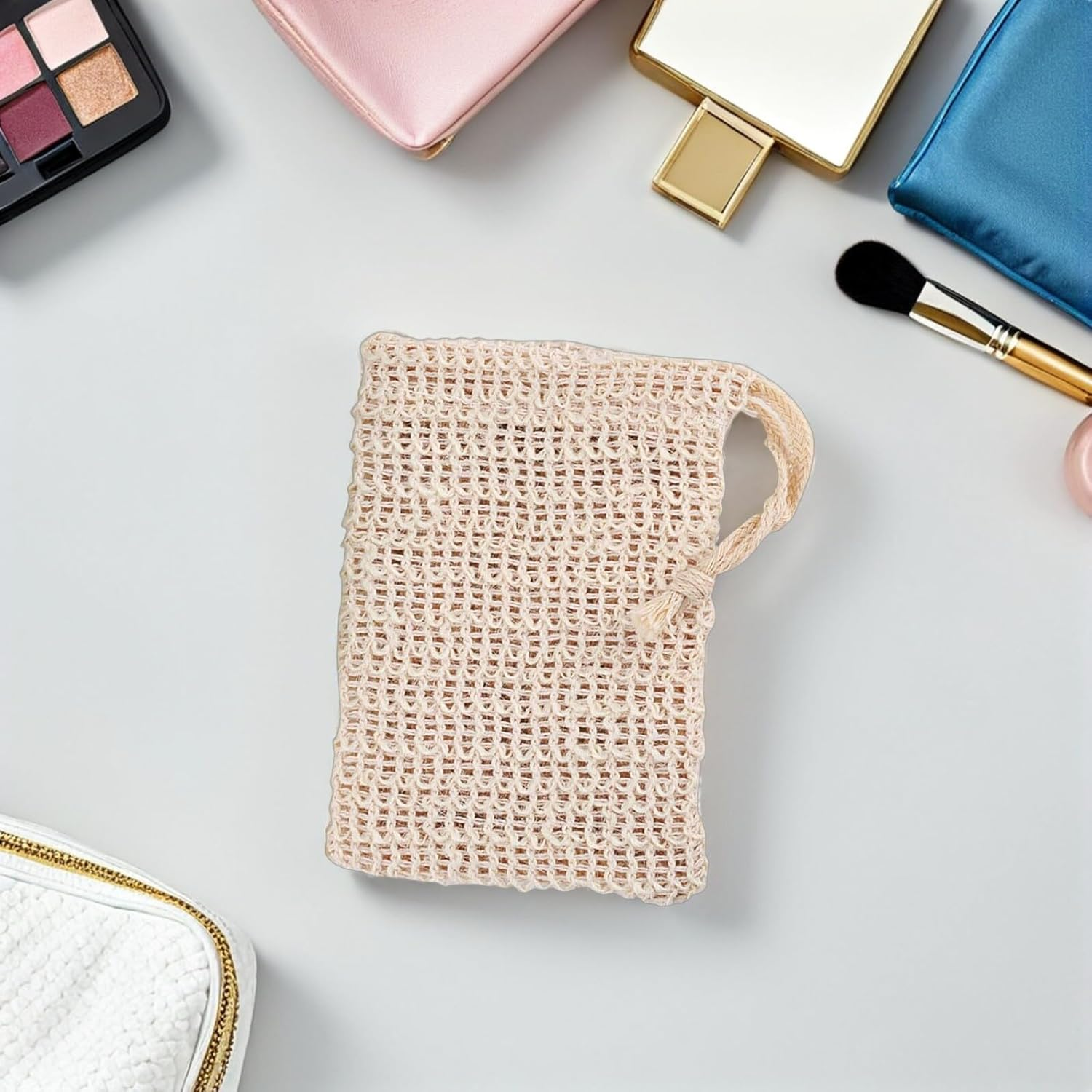 WOONEKY 10Pcs Soap Saver Mesh Bags for Shower and Facial Care Exfoliating Foaming Net Pouch with Drawstring Reusable Quick-Dry Body Scrub Soap Holder for Efficient Cleansing and Pore