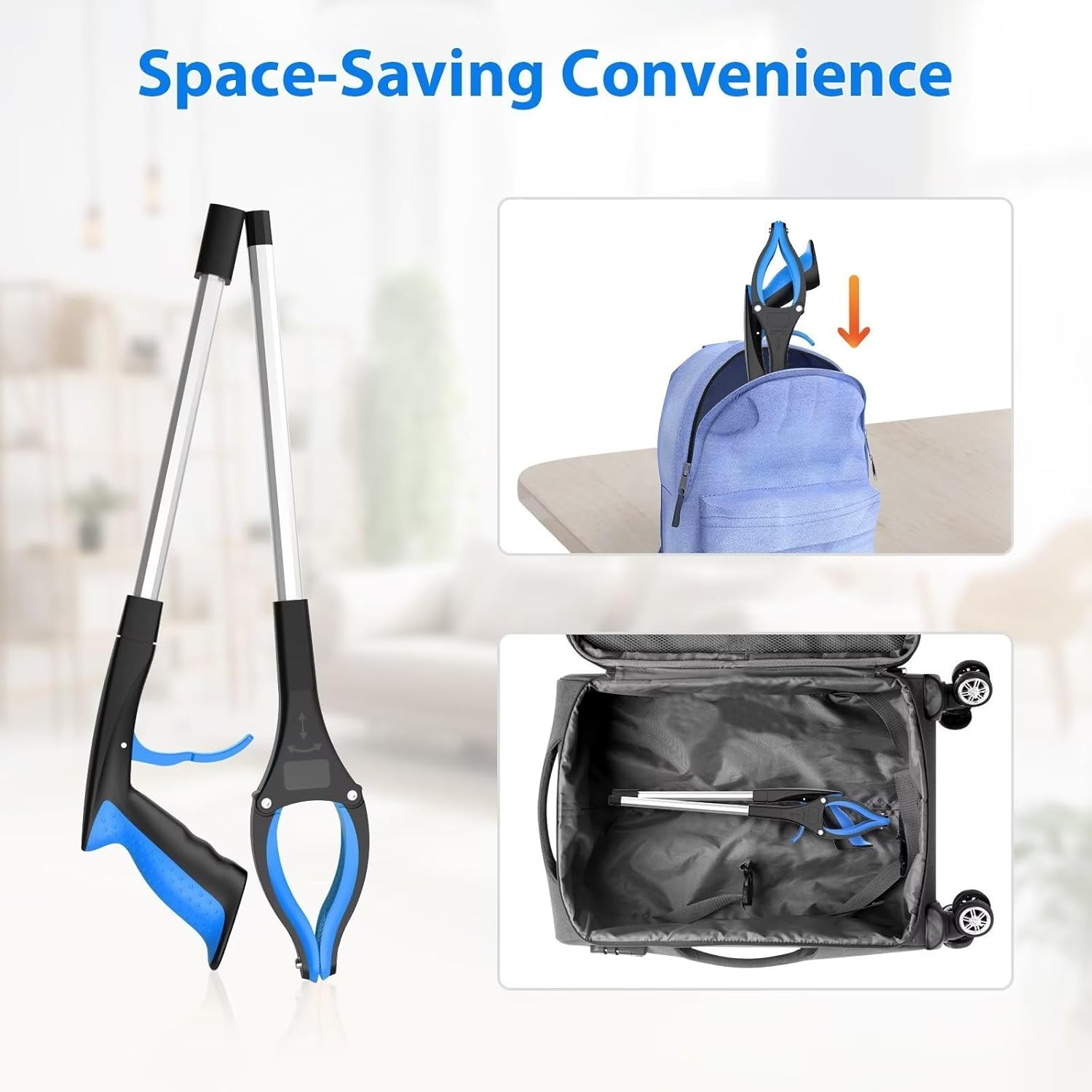 Grabber Reacher Tool, 32.6" Random Color Reacher Grabber Pickup Tool with 360&deg; Rotating Jaw & Magnet, Grabbers for Seniors, Trash Picker Upper Grabber image number 1