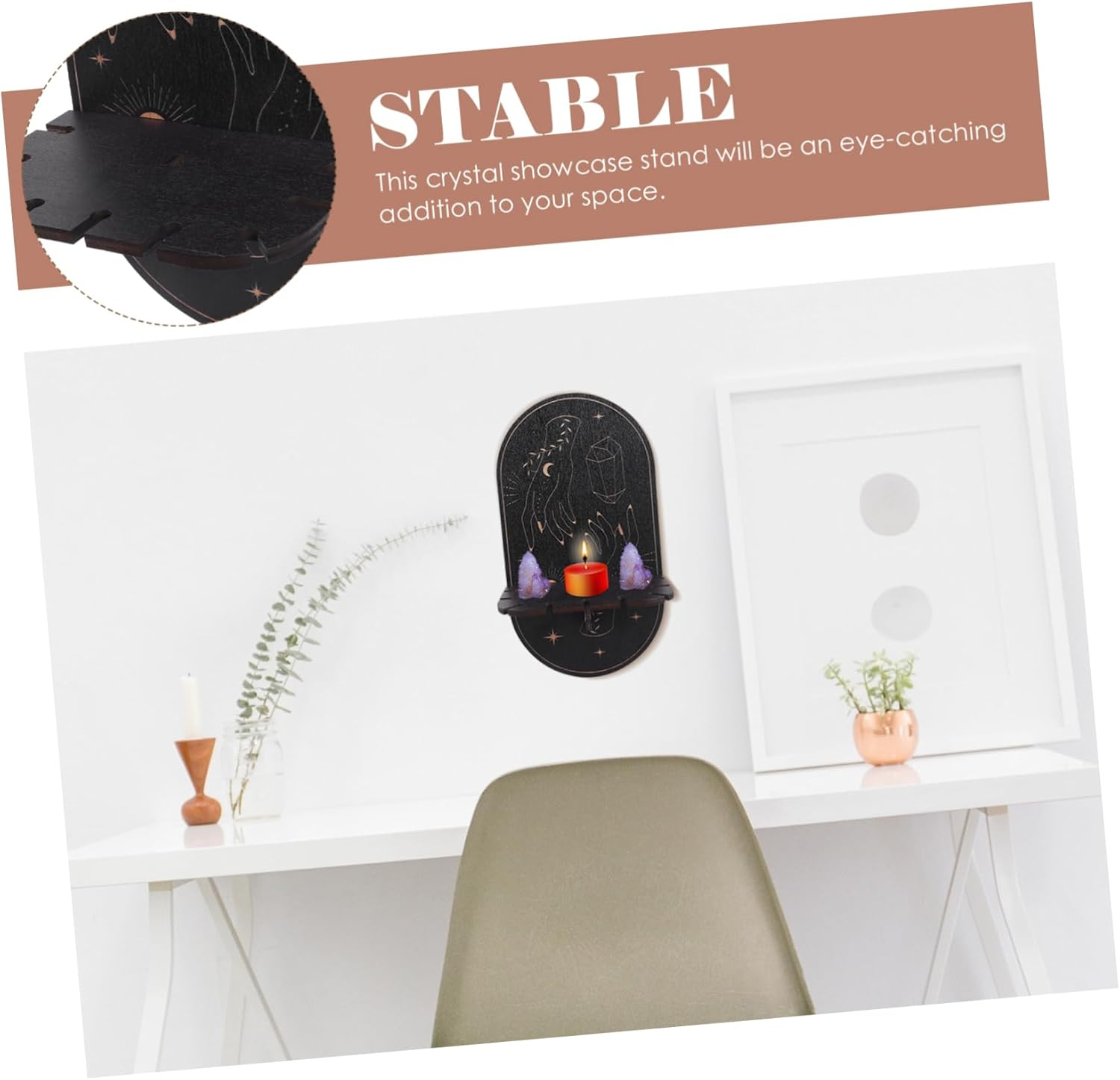 Boho Crystal Shelf Display Rack Action Figure Stand Bohemian Decorative Stand Wall-Mounted Jewelry Holder image number 4