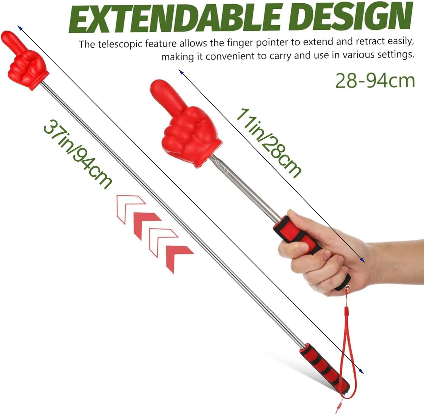 Classroom Supplies - Classroom Stick Supplies Stainless Steel Telescopic Finger Pointer, for Reading & Lectures on Whiteboards (Red) image number 5