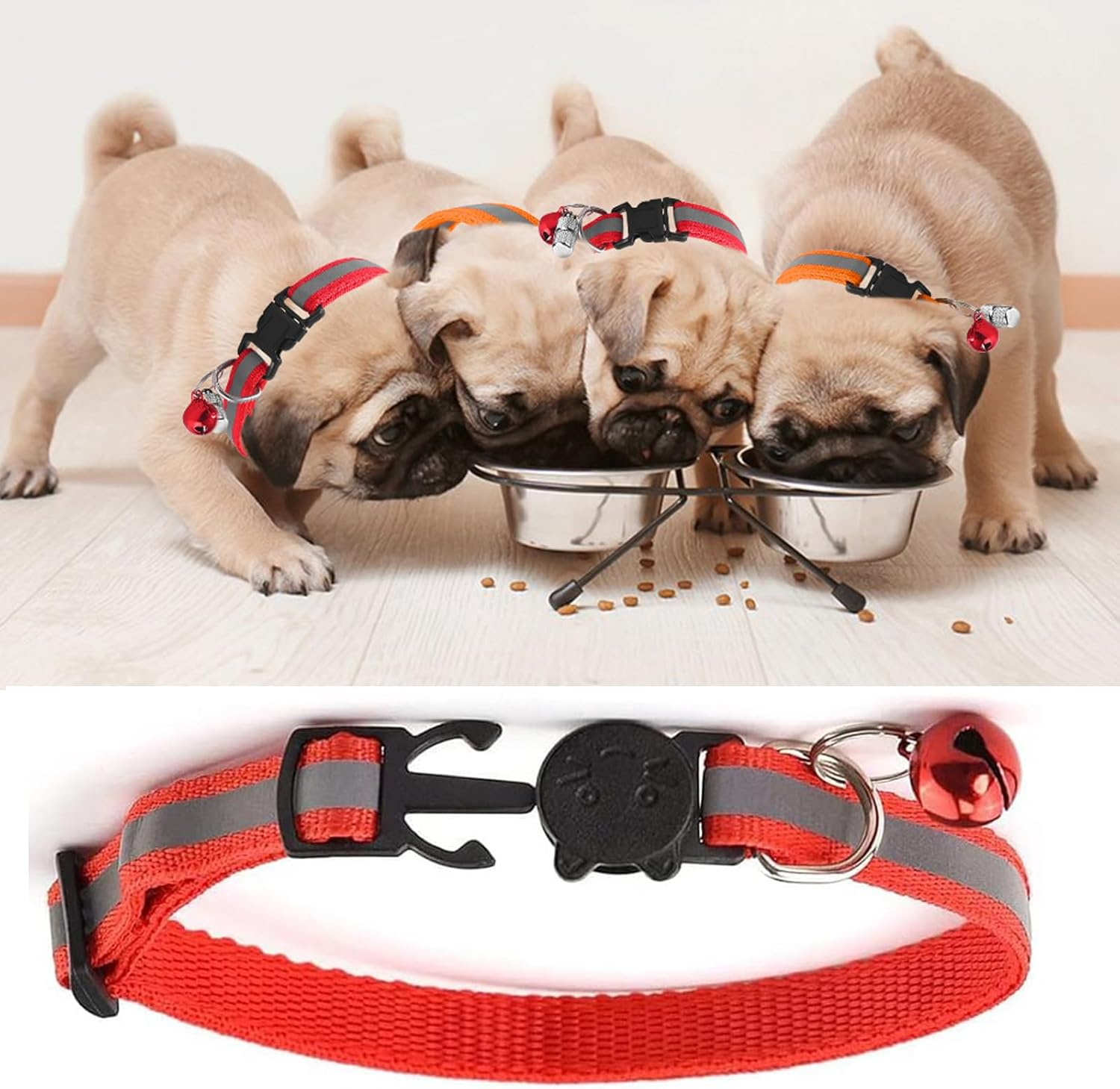 Pack of 8 Reflective Cat Collars, Adjustable Collar Cat Kitten (19-32 Cm), Reflective Kitten Collars, Cat Collar, Reflective Safety Cat Collars with Quick Release image number 2