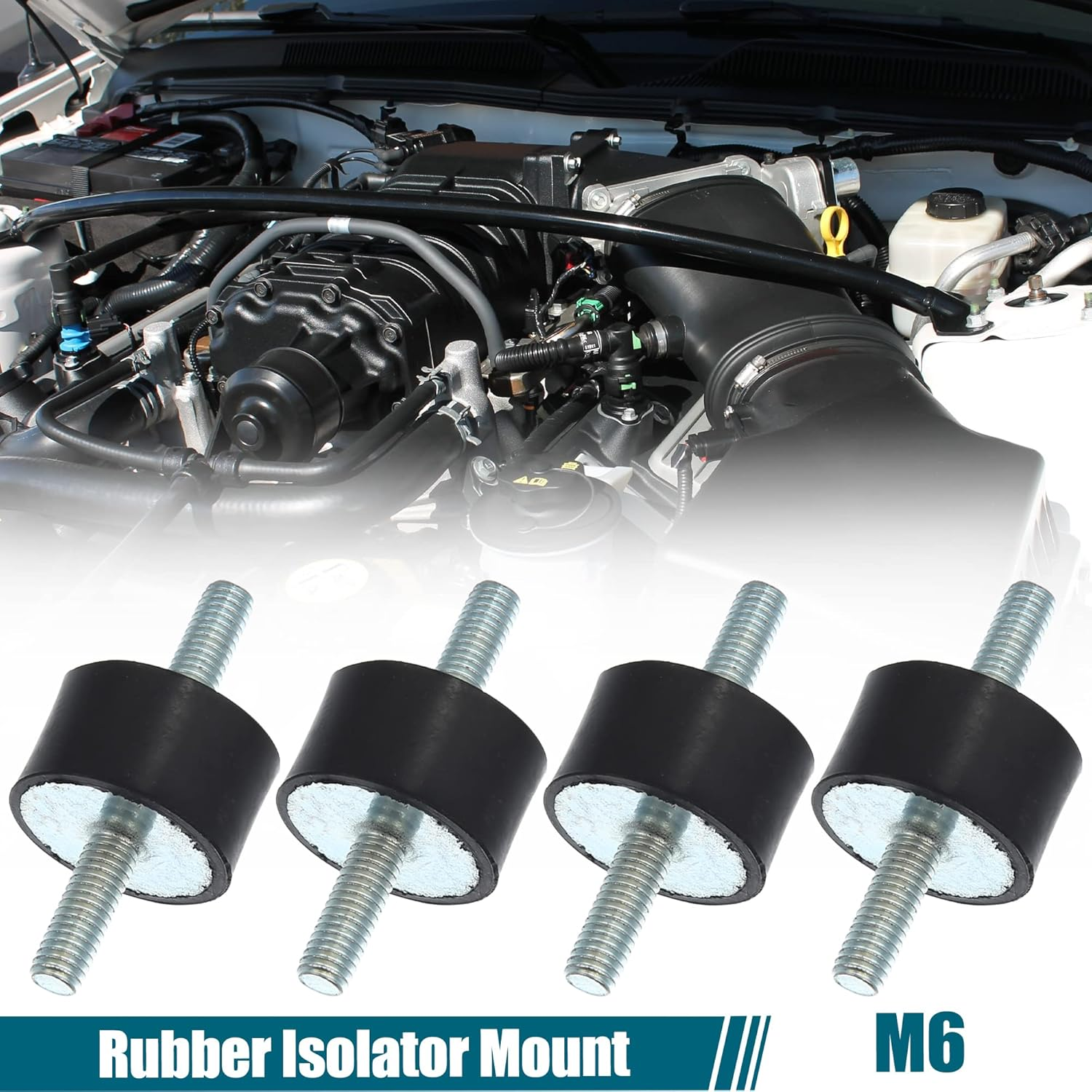 X AUTOHAUX 4Pcs M6 Car anti Vibration Rubber Isolator Damper 25X15Mm Rubber Bobbin Mount Shock Absorb Mounts for Compressors VV Engines for Car image number 3