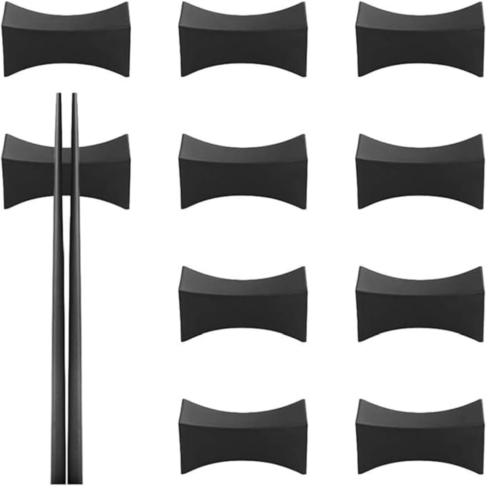 10 PCS Chopsticks Rest Little Chopsticks Stands Spoon Fork Holder Set Chopsticks Utensil Cutlery Stand Black image number 1