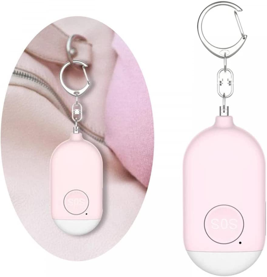 130Db Seniors SOS anti Rape Alarm Keychain Panic Emergency Alarm & LED Flashlight. USB Rechargeable or Women, Men, Kids, Elderly, and Joggers, Pink image number 6