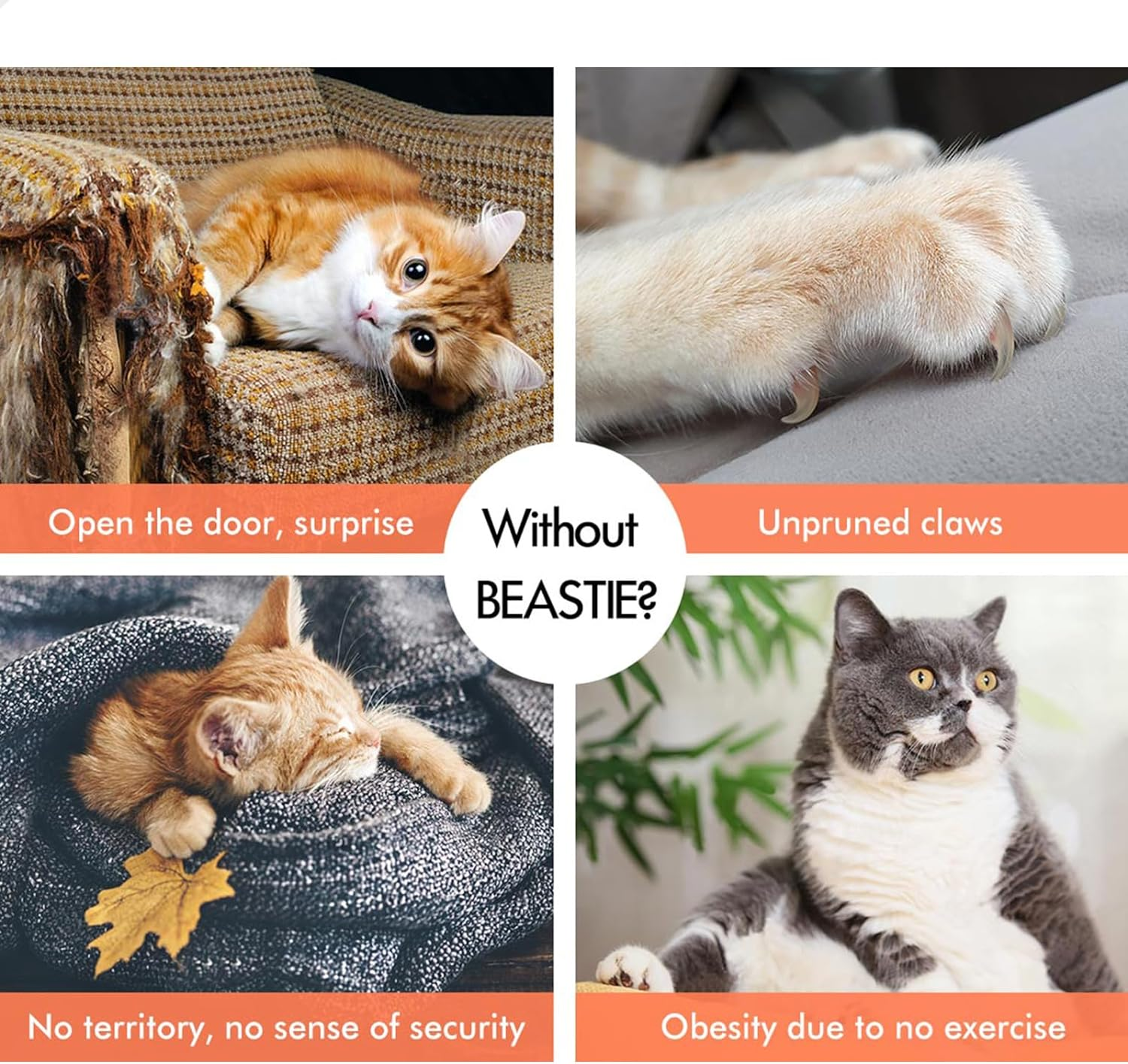 BEASTIE Cat Scratching Post Tree 92Cm Height Cat Scratcher Tower Condo House Furniture Wood, Black image number 1