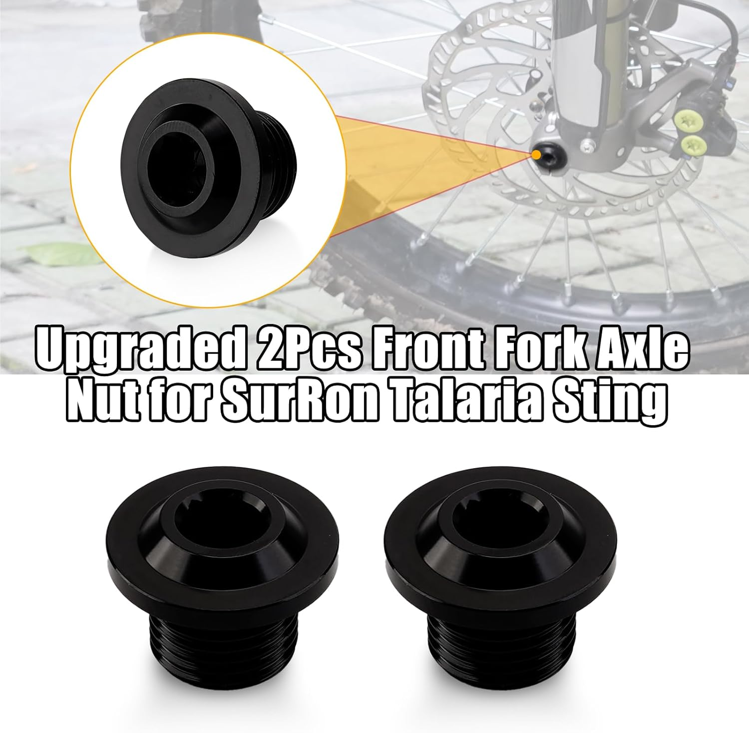 Upgraded Front Fork Axle Nut for Sur Ron Light Bee S/X Talaria Sting L1E/X160/X260, CNC Aluminum Alloy Anti-Rust Durable Front Wheel Axle Cap Screws Cover (Black, Front Fork Axle Nut) image number 5