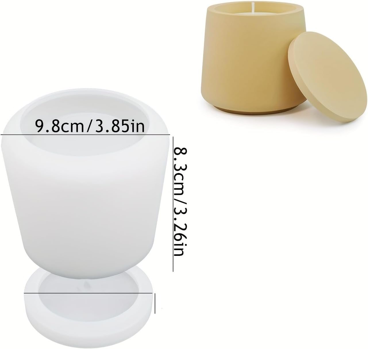 1 PC Candle Jar Molds, Silicone Concrete for Candle Holder with Lids, Candles Resin Epoxy Resin Casting DIY for Candle Making Supplies Scented Candles Soaps Making - Style C image number 4