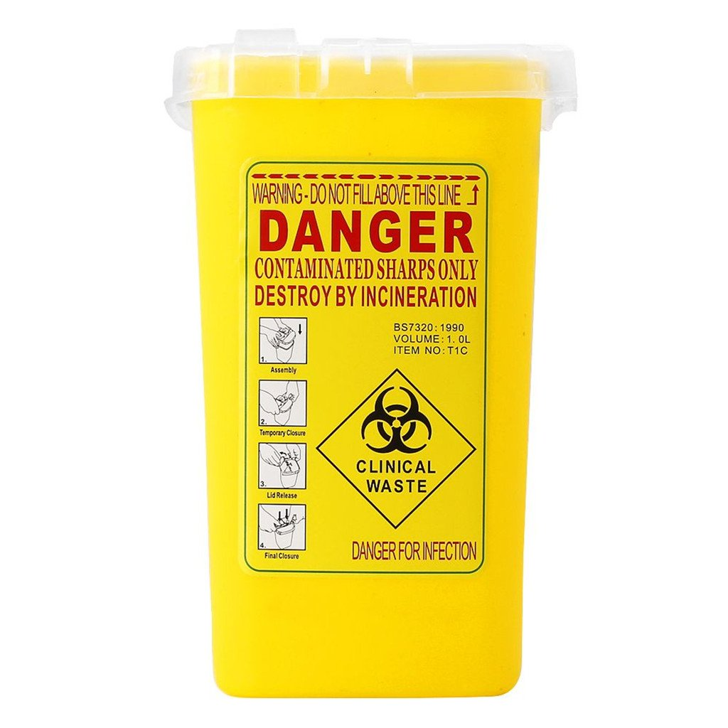BAOBLADE Yellow Sharps Bin Needle Blade Waste Disposal Container with Locking Lid 1.0L image number 5