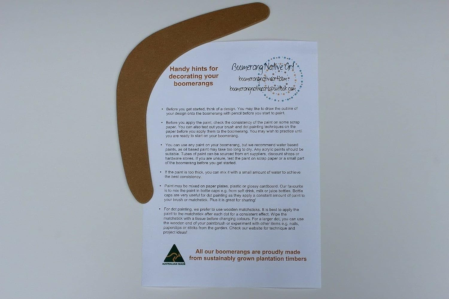 Australian Made 29Cm Blank Boomerang Shapes - Ready to Paint (Bundle of 15) image number 1