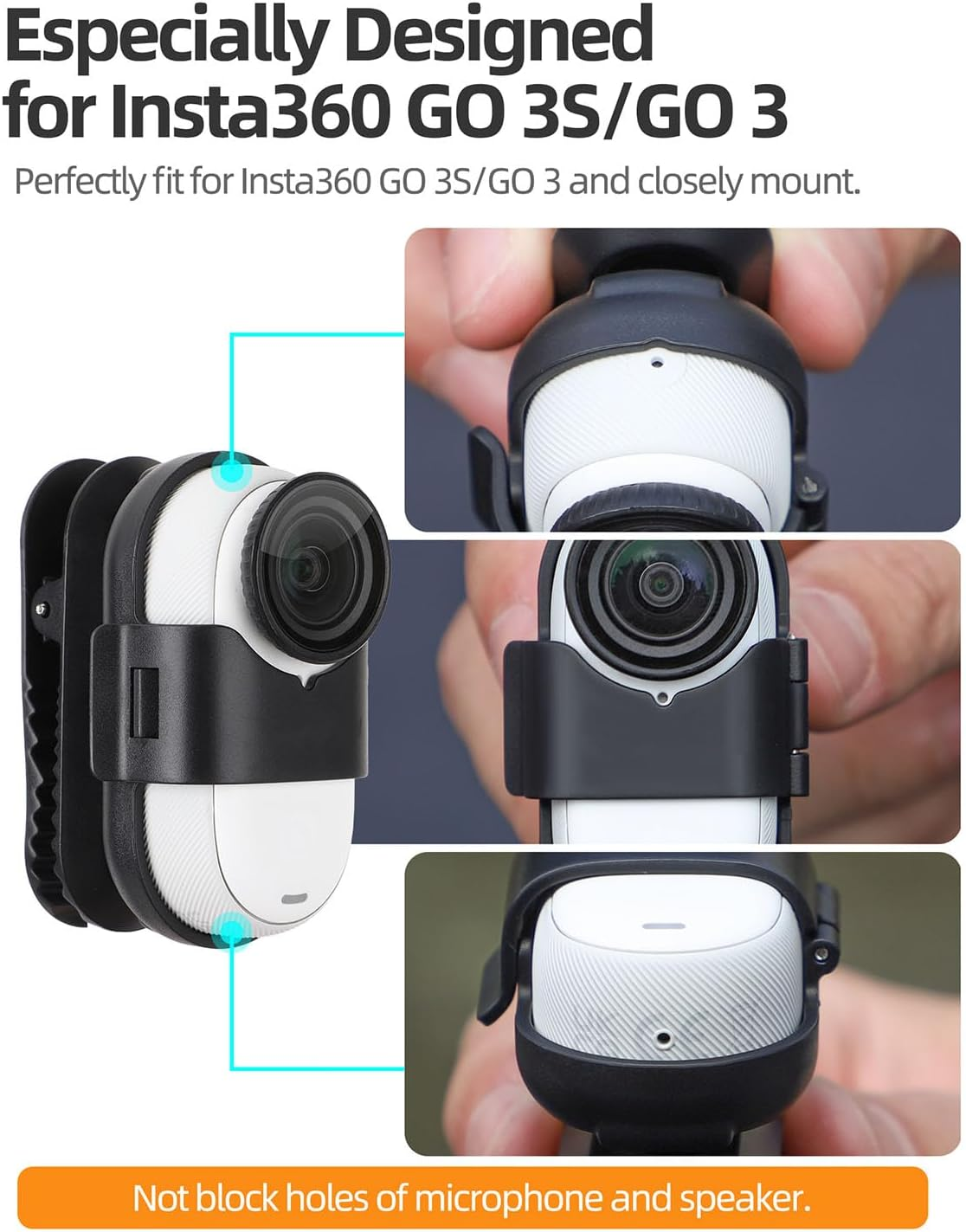 YUULNMOP 360&deg; Rotation Backpack Hat Clip Mount Compatible for Insta360 Go 3/Go 3S,Vertical & Horizontal Quick Release Clamp Adapter Mount for Insta360 Go 3S image number 2