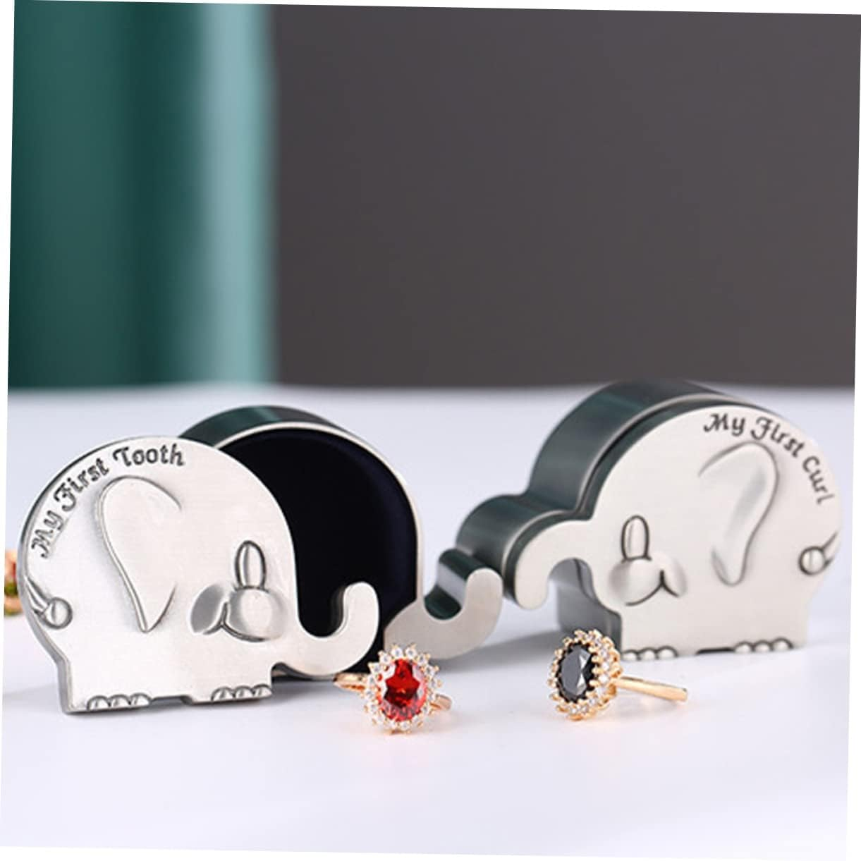 ERINGOGO Fetal Hair Collection Box Elephant Shape First Tooth and Curl Keepsake Box Silver Shower