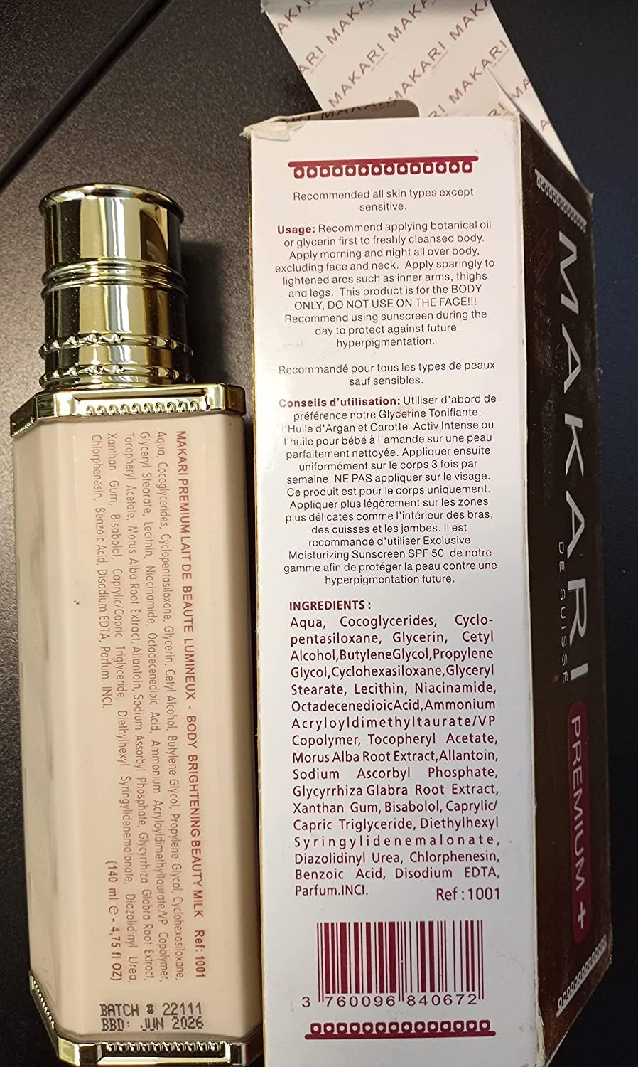 Makari Classic Beauty Skincare Milk 4.75 Fl.Oz &ndash; Intense Toning Body Lotion - Daily Moisturizing Treatment for Dark Spots, Acne Scars & Hyperpigmentation image number 6