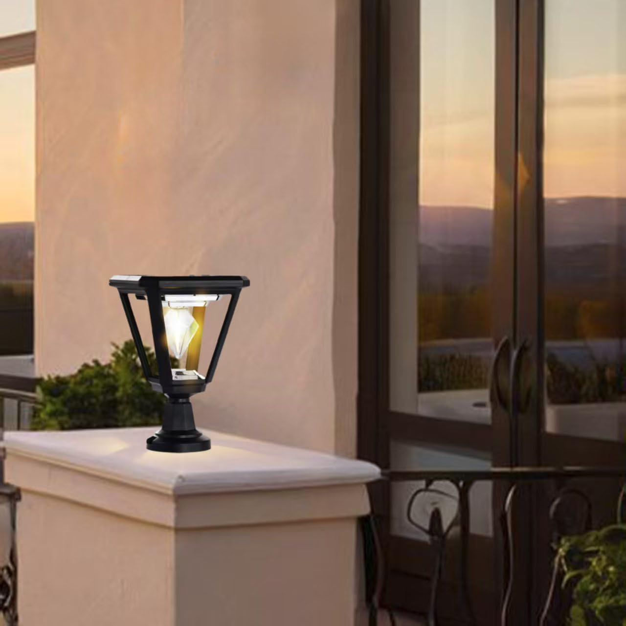 Solar Outdoor Post Lights 2700K Dusk to Dawn Solar Lamp Post Light Outdoor Waterproof Street Lights for Lawn Patio Yard Pathway Garden