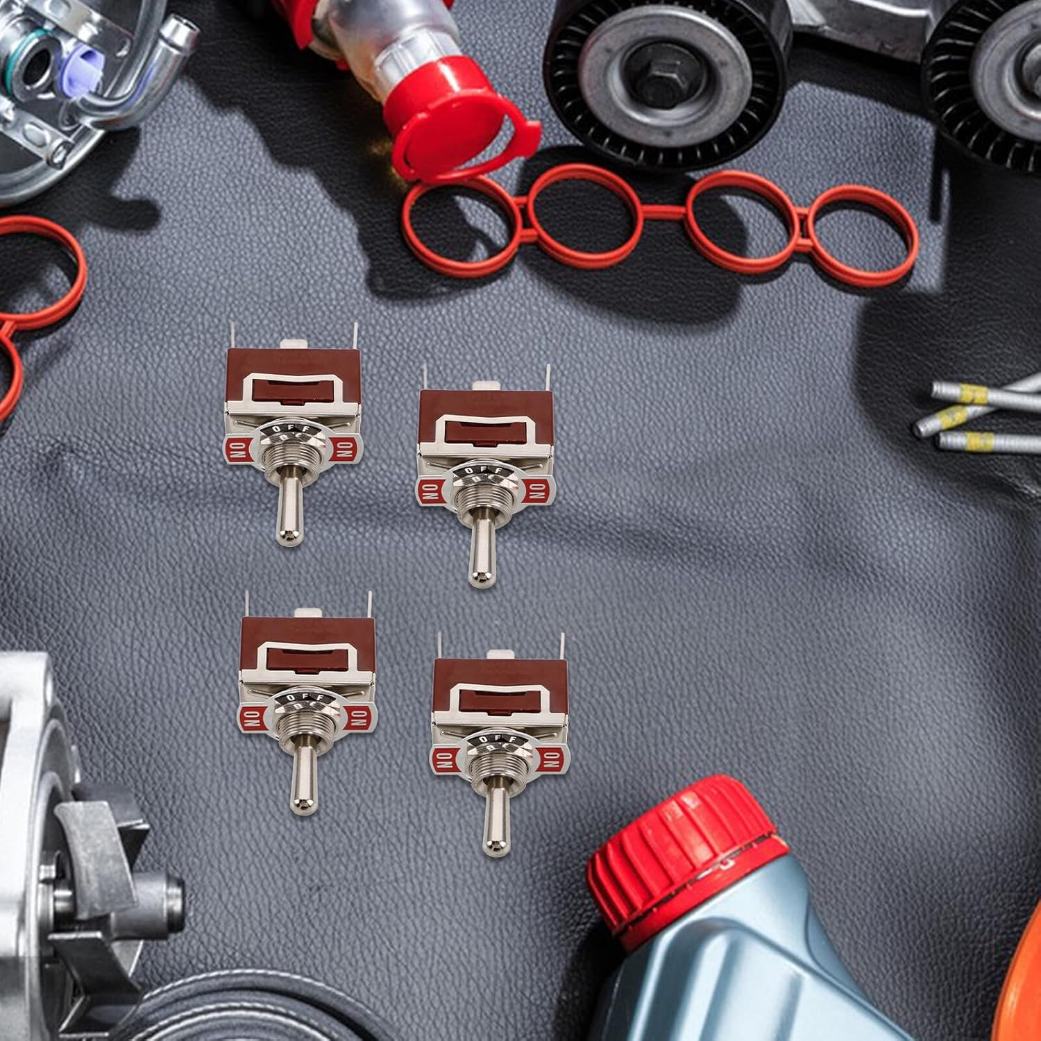 Abaodam 4 Sets 3-Pin Automotive Momentary Toggle Switches with Waterproof Caps, 3-Way On-Off-On Rocker Marine Switch Replacement for Cars and Boats Accessories image number 4