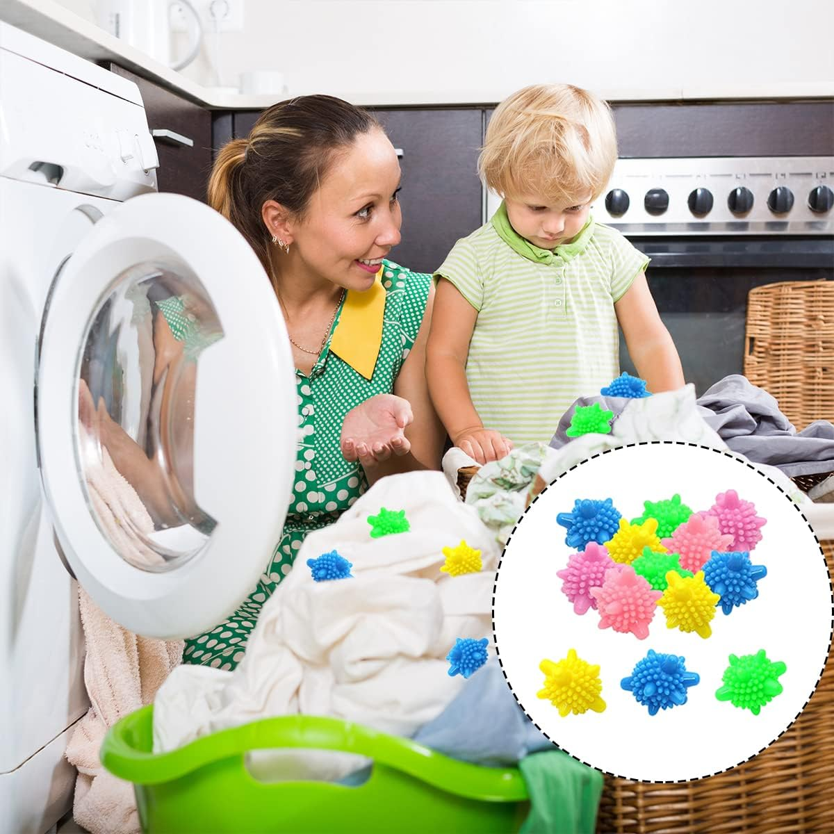Laundry Balls, 16 PCS Color Reusable Washing Machine Balls for Clean Clothes (4.5Cm/1.77In)