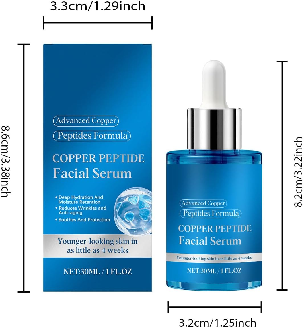 Ghk-Cu Copper Peptide Serum, Anti-Aging Face Serum with Hyaluronic Acid, Collagen, Firming & Hydrating for Smoother-Looking Skin, Fine Lines & Firmness, Fast-Absorbing image number 1