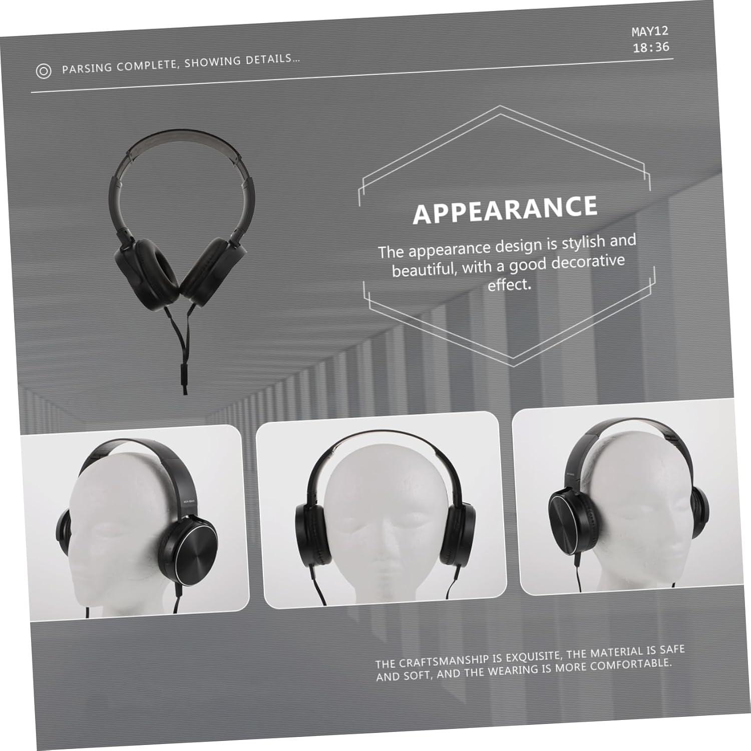 Wired Stereo Headset Microphone for Gaming and Phone Use, Black Over-Ear Headphones Surround Sound for Pc Laptop Tablet Users image number 4