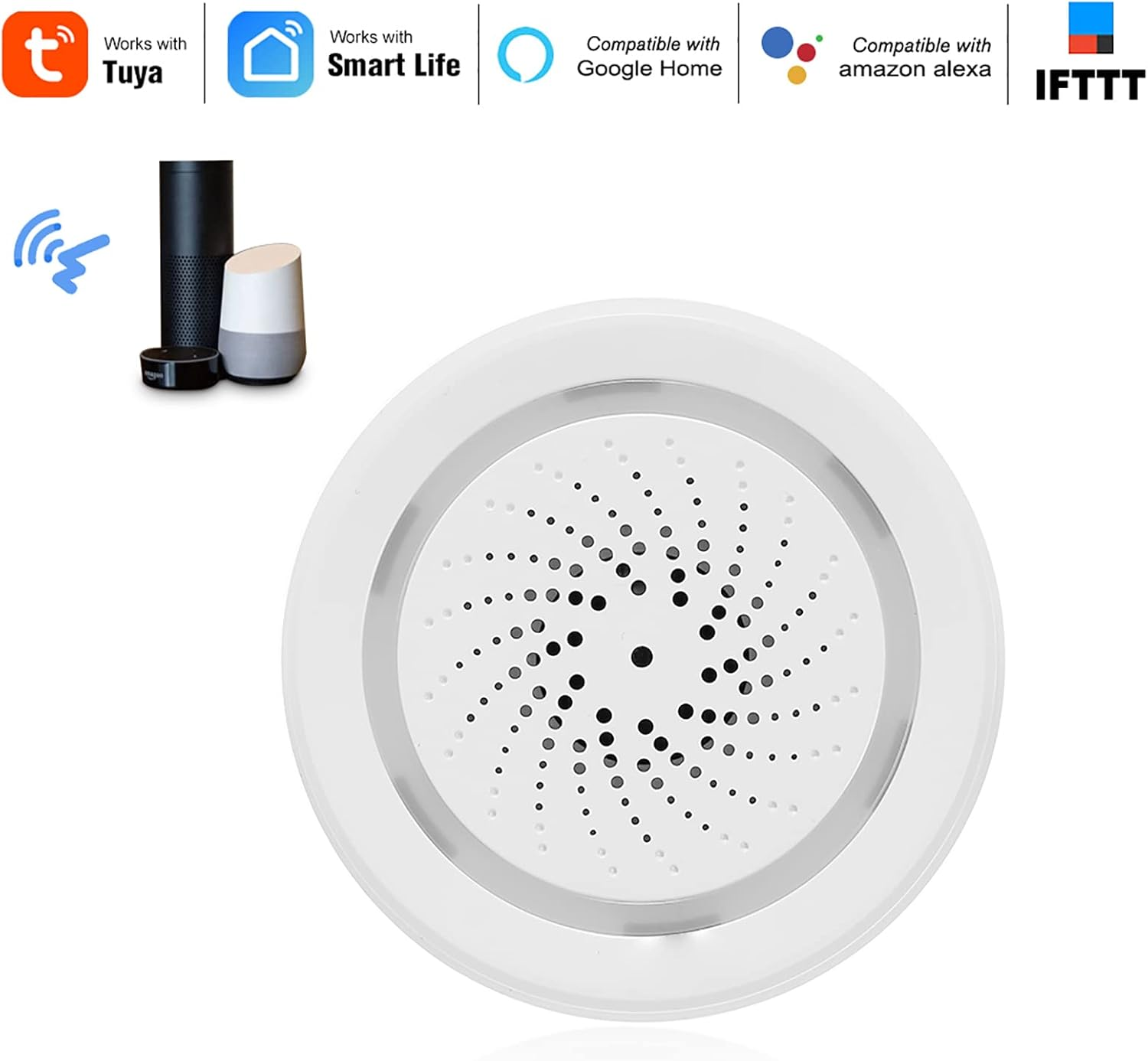 Wifi Siren Alarm Sensor Smart Alarm Siren Home Security System Tuya Smart Life APP Compatible with Alexa Google Home Voice Control NEO Wifi Siren image number 1