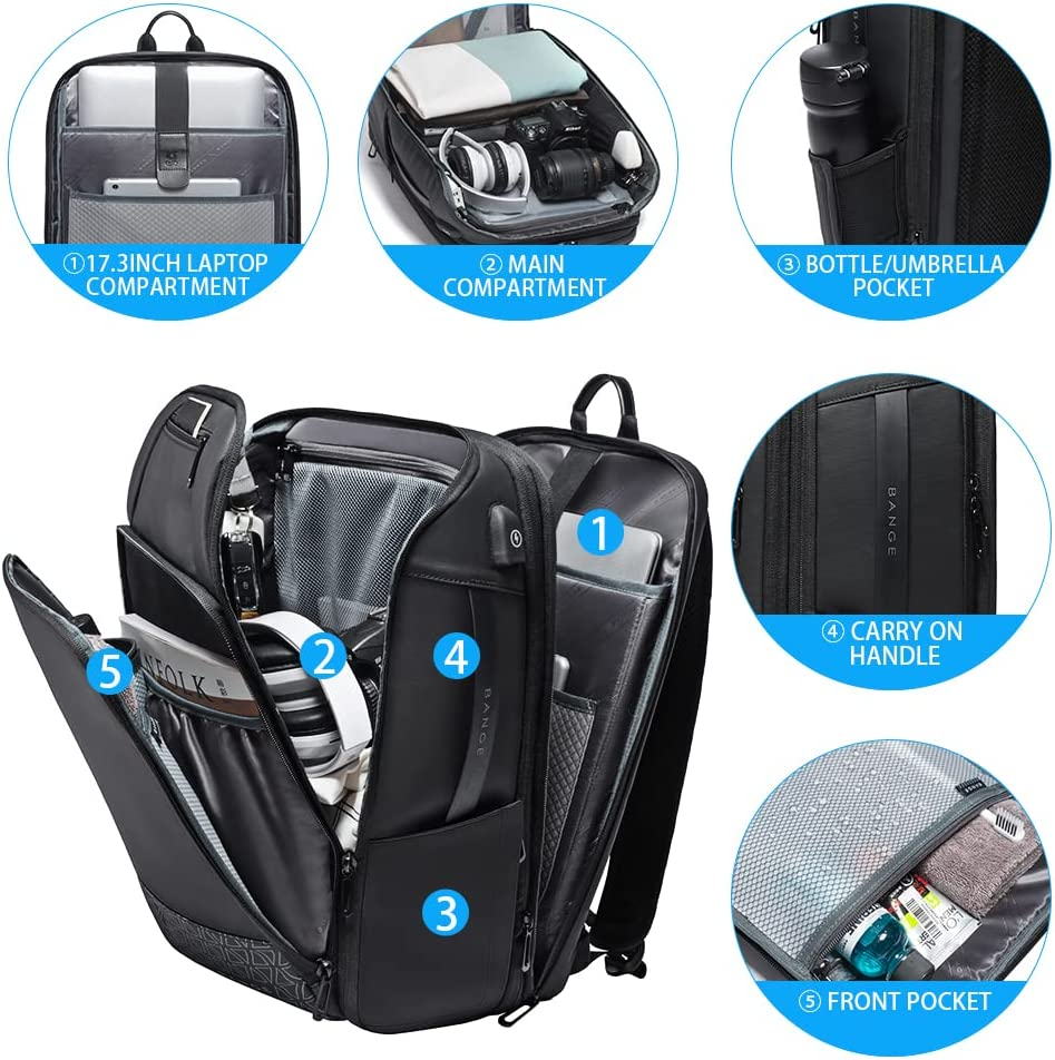 Bange Travel Backpacks,Weekender Carry on Backpack, Waterproof Men'S Business Laptop Backpack for 15.6Inch (All) image number 5