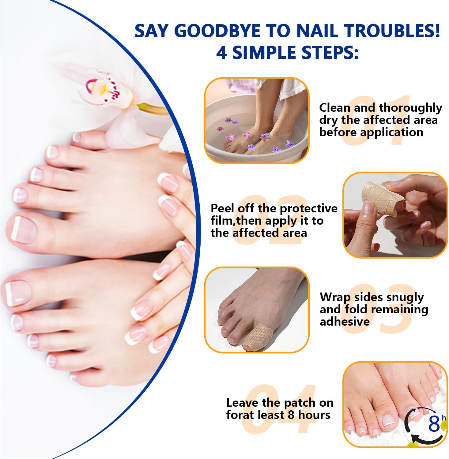 42 PCS Fungal Nail Patches, Toenail Treatment Patch, Nail Repair for Damaged Nails, Restore Discoloration and Thickness, Suitable for Both Men and Women image number 6