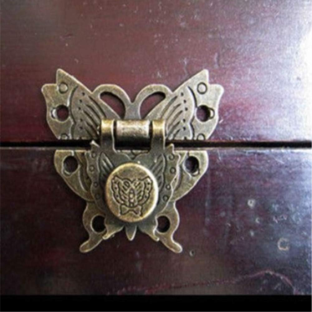 ODETOJOY 1Pc Antique Bronze Butterfly Cabinet Latches Hasp Pad Lock Clasp for Jewelry Wooden Box Case Chest Retro Vintage Decorative Mini Latch for Toolbox Gift Box Suitcase with Screws