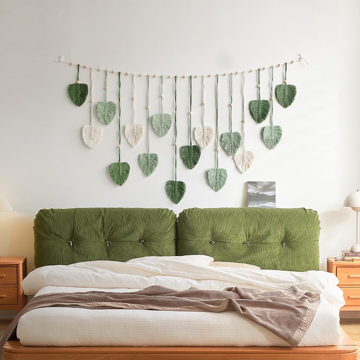 AIMALL Handwoven Cotton Leaf Wall Hanging Bohemian Tassel Tapestry for Kids Room, Bedroom, Living Room, Nursery D&eacute;cor 47.2 X 29.5 In image number 2