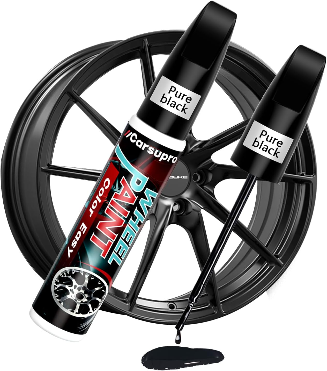 Gloss Black Rim Touch up Paint, Car Wheel Paint Pen 2 in 1, Wheel Scratch Repair Kit Universal Color Quick and Easy Fix Curb Rash Scuff image number 3