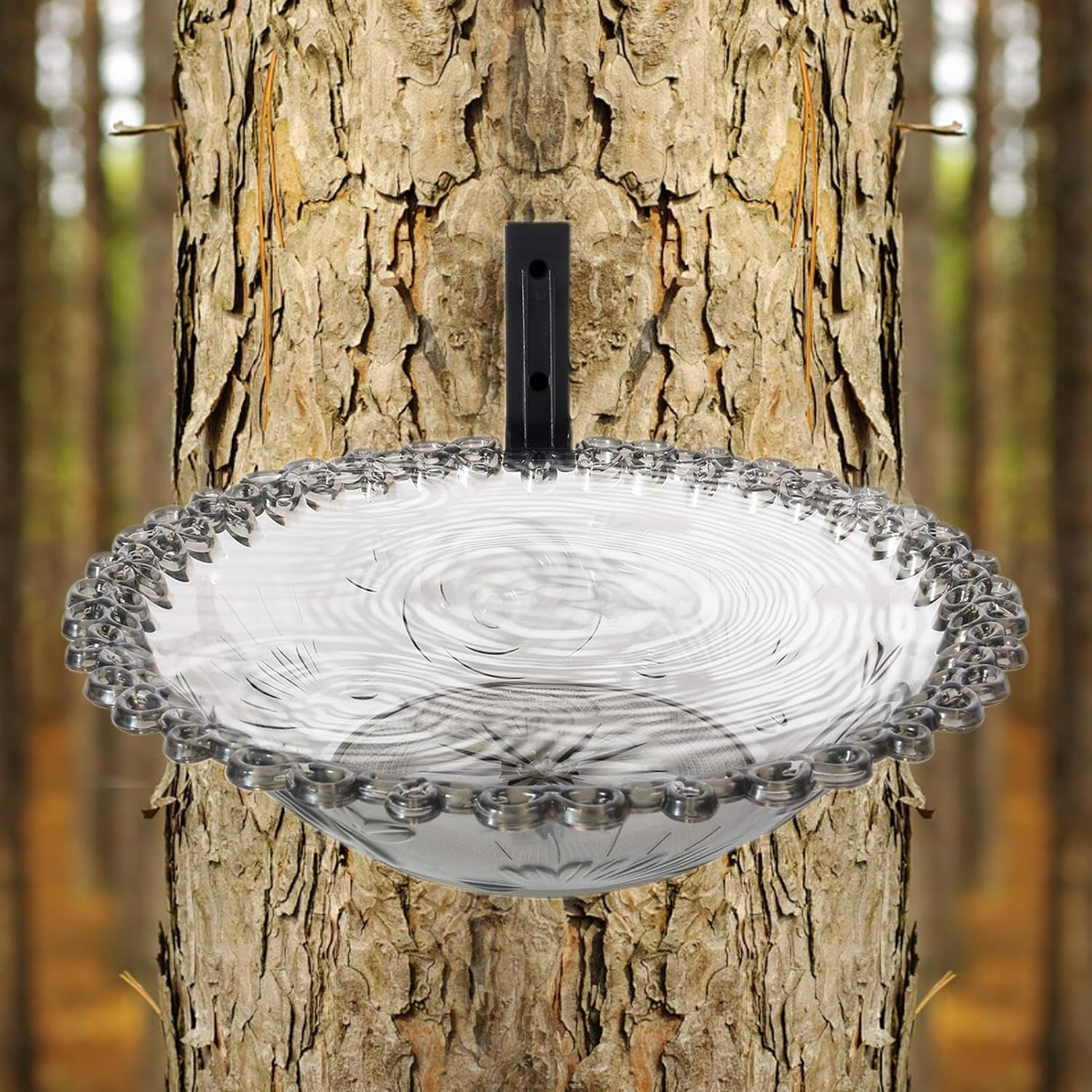 Bird Bath, Garden Bird Bathroom | 9" Wall Mounted Outdoor Bird Bath | Flower Shaped Animal Meat Feeder, Climate Transparent Basin Bird Bath, Outdoor Bird Bath, Bird Bath with 9" Tree Mounted For image number 3