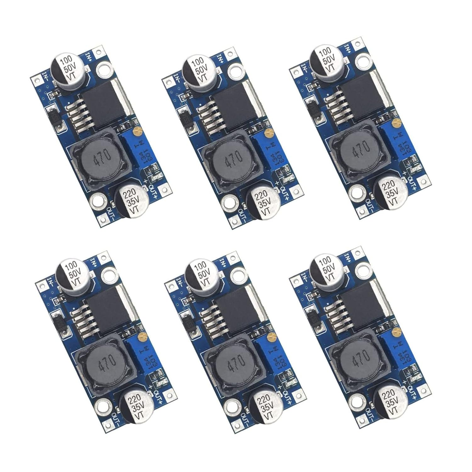 6 Pack LM2596 DC to DC High Efficiency Voltage Regulator 3.0-40V to 1.5-35V Buck Converter DIY Power Supply Step-Down Module