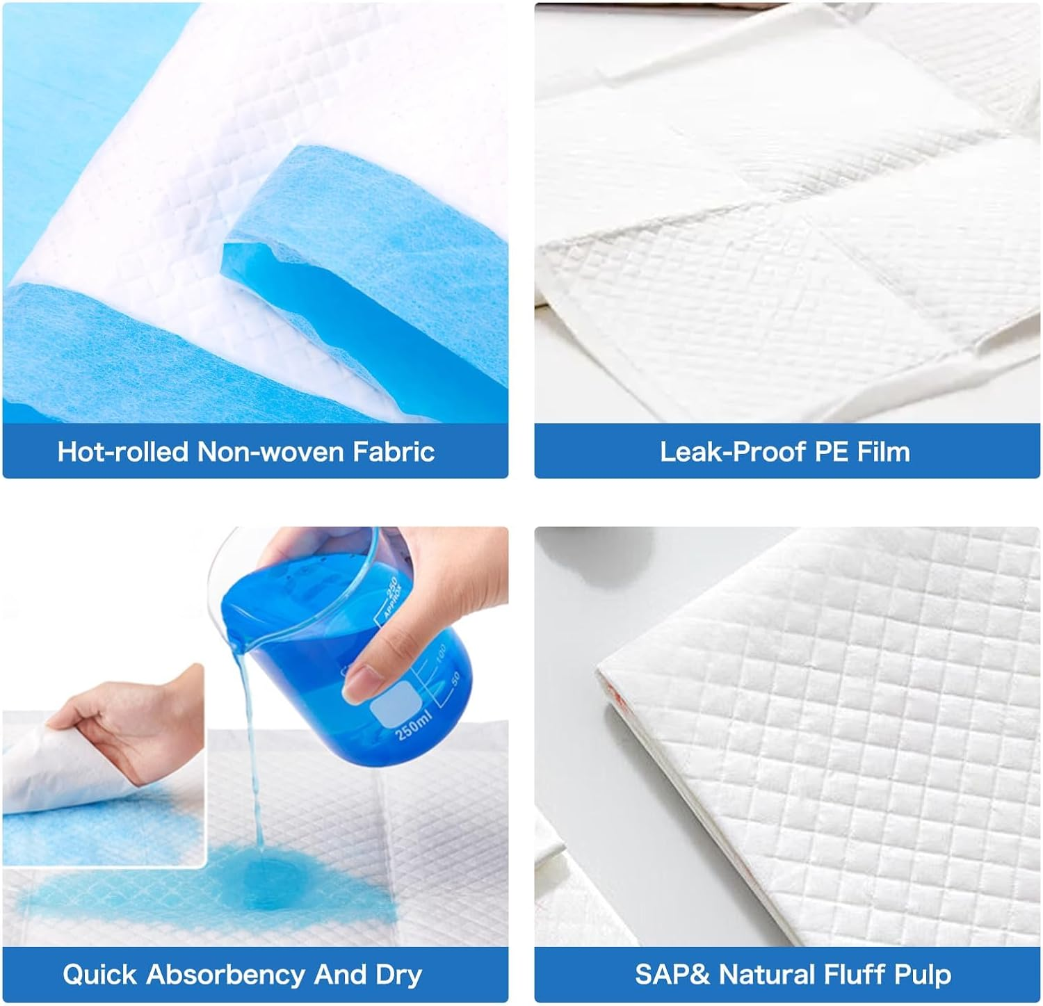 Baby Disposable Changing Pads 100 Pack Disposable Baby Underpads，Super Soft Ultra Absorbent Waterproof Mat 13 X 18 In image number 5