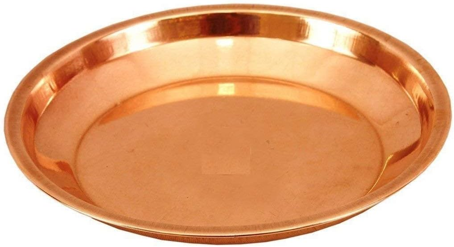 Aashita Creations Copper Pooja Thali Plate | 1 Pcs | Brown | Thali/Tarbhan for God Puja Spiritual Gift Item (6 Inch Dia) image number 3