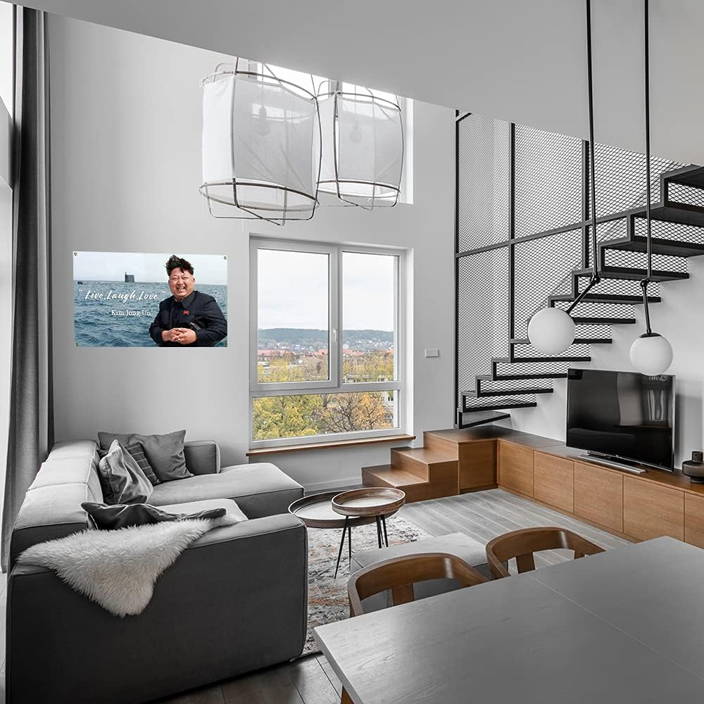 Kim Jong Un Flag Live Laugh Love 3 X 5 Feet Polyester Banner Dorm Banner with Four Brass Grommets for College Party Indoor and Outdoor Decorations image number 2