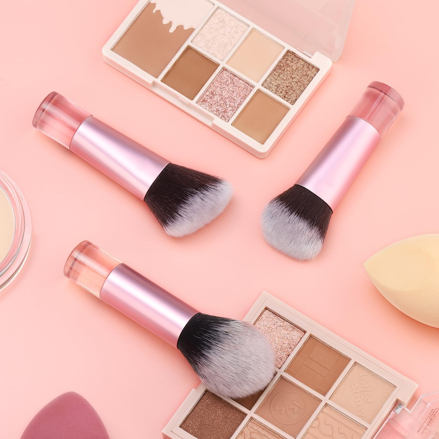 BLEMOLE 3Pcs Foundation Contour Powder Brushes Set, Travel Kabuki Makeup Brush, Kabuki Powder Foundation Sunscreen Makeup Brush image number 1