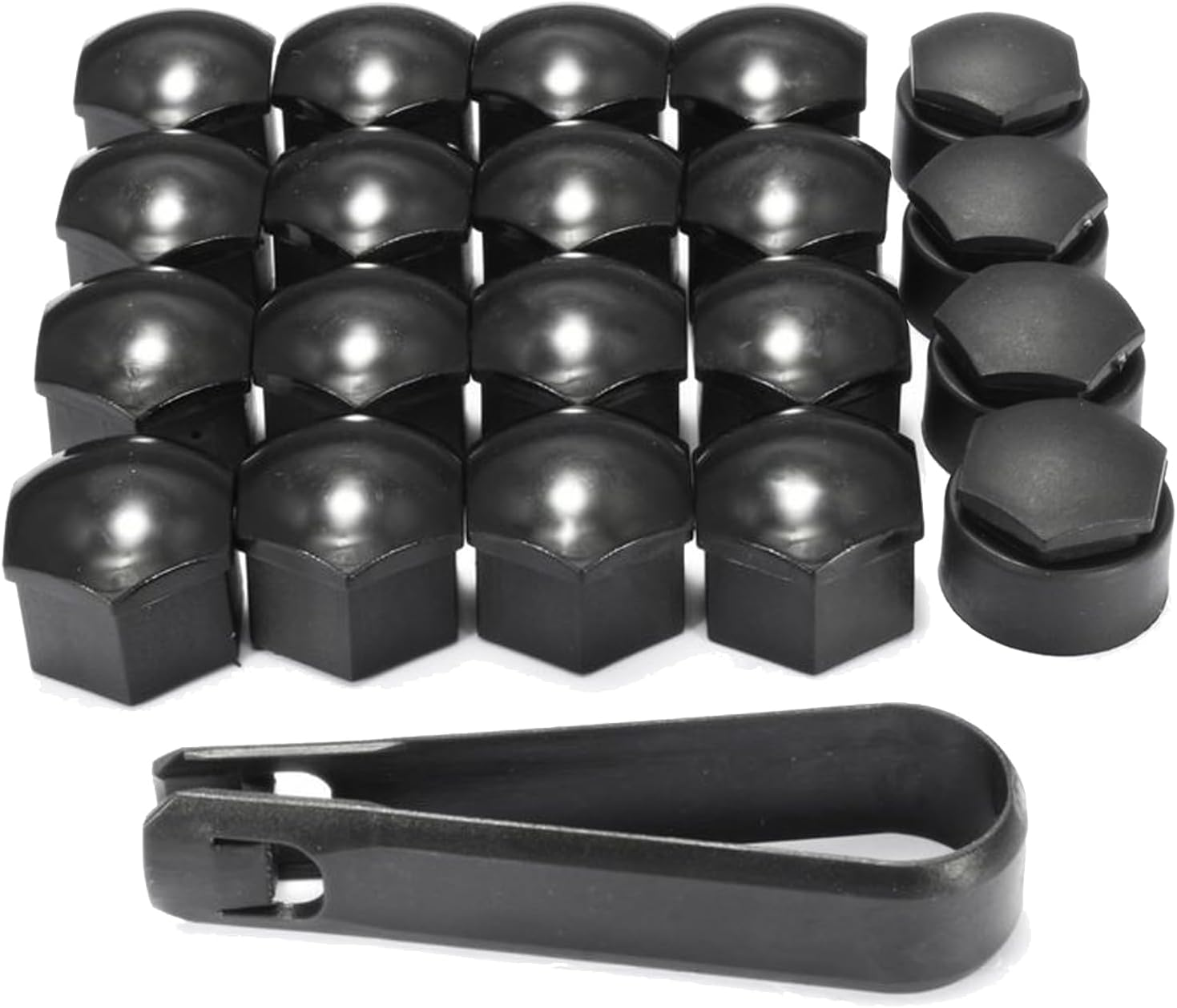 20 Pcs 17Mm Wheel Nut Covers with Removal Tool - Bolt Caps Hub Screw Cover Including 16 Standard Ones 4 Locking Ones,And Removal Tool, Universal Fit for Most Car Models(Black)