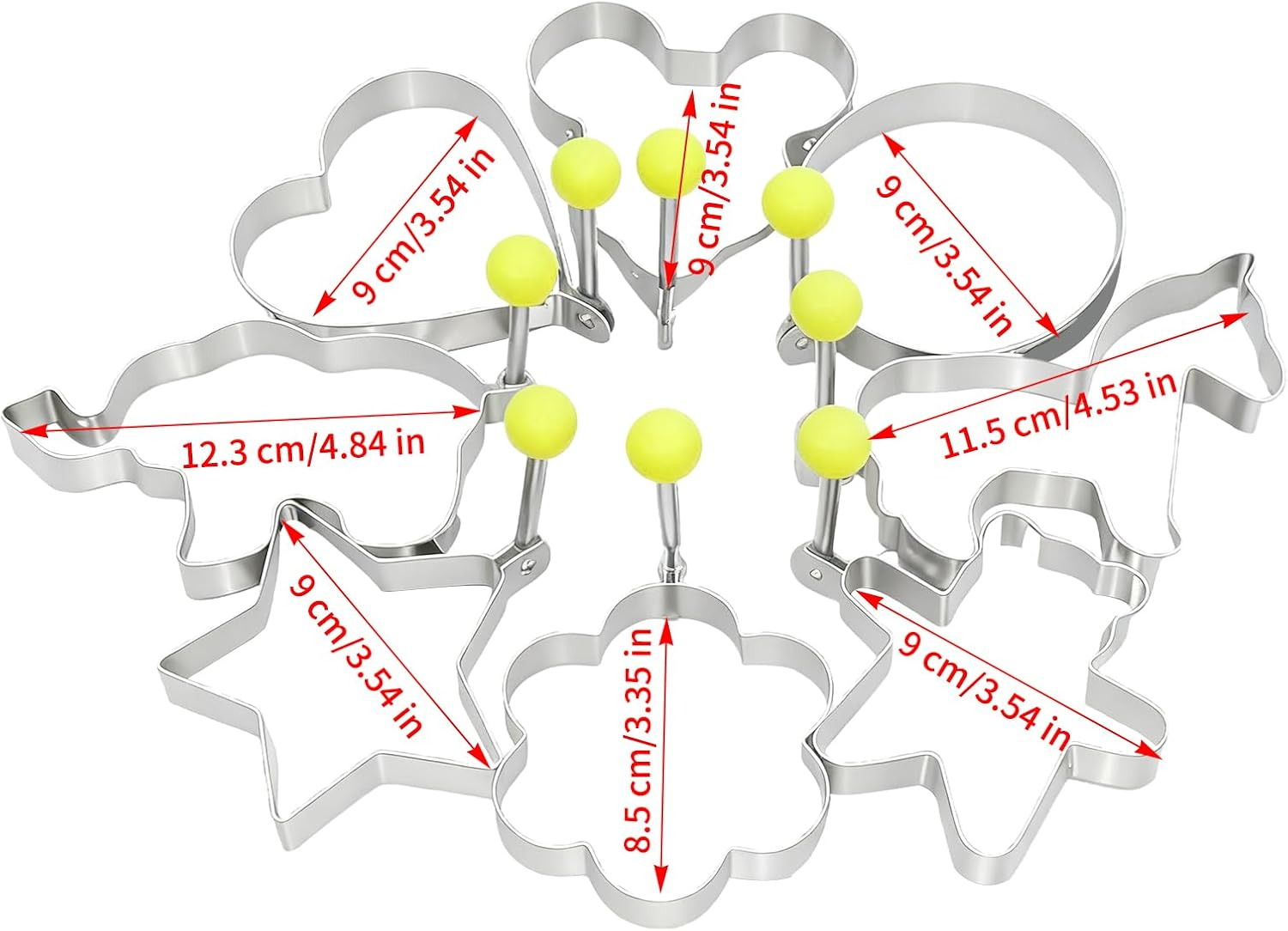 Frying Egg Ring,8 Shape Molds Kitchen Gadget with Brush - Kitchen Egg Shaper Rings - for Hamburger Salad Sandwich Pancake Omelette image number 2