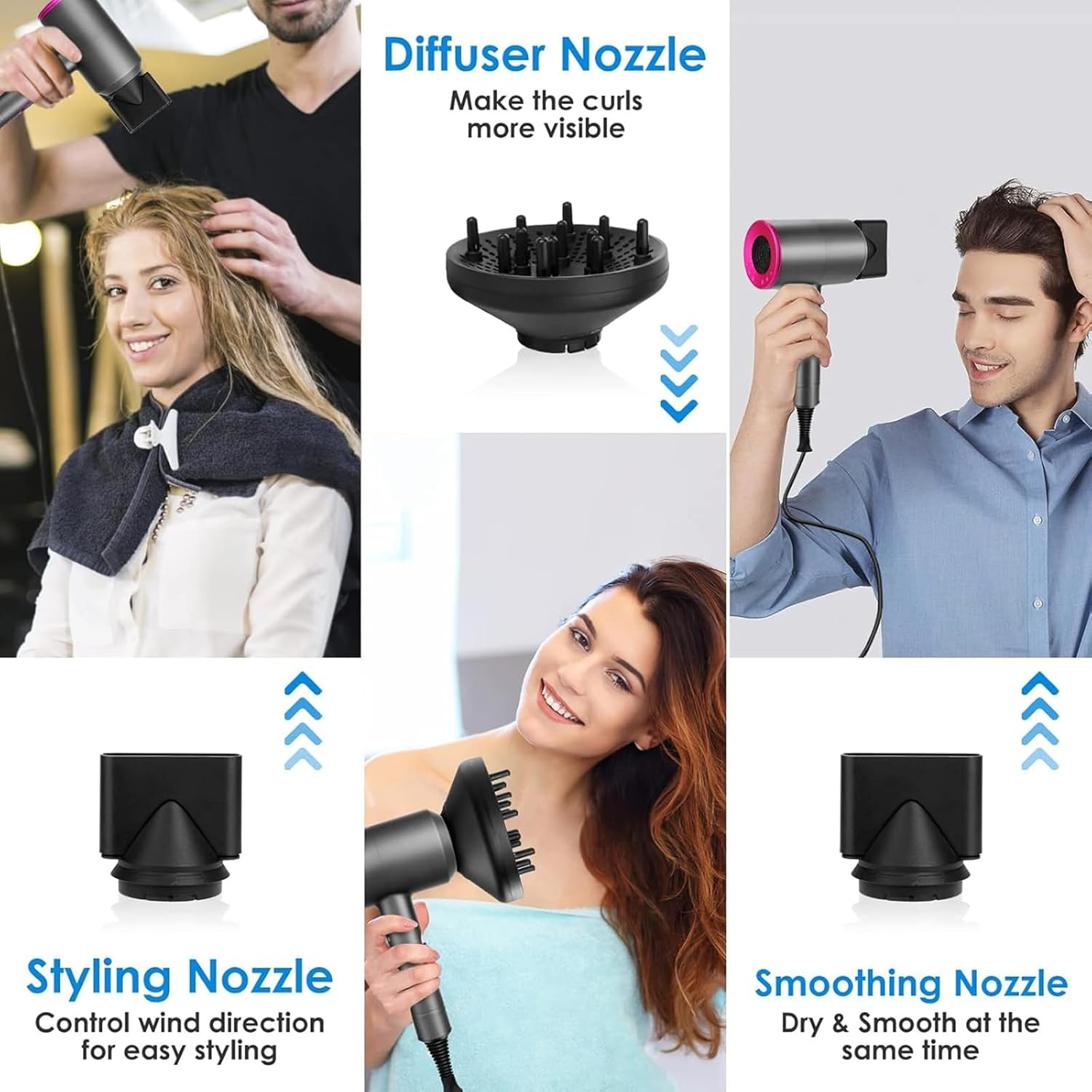 1800W Professional Salon Hair Dryers, Mankami Fast Drying Blow Dryer Negative Ion Technology AC Motor Heat Hot and Cold Hairdryer with 1 Diffuser and 2 Concentrator Nozzles, AU Plug image number 6