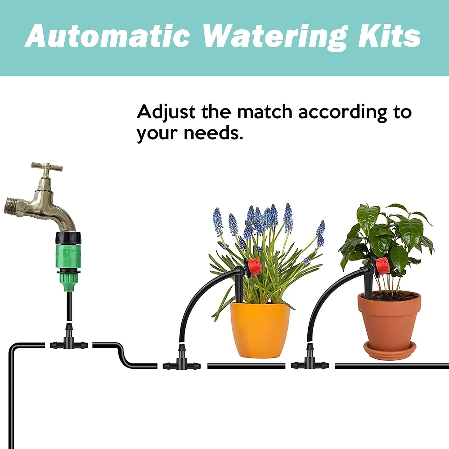 Drip Irrigation Kit Valuehall 66Pcs Distribution Tubing Hose Suit 82Ft/25M Garden Drip Irrigation System Adjustable Automatic Micro Irrigation Kits DIY Patio Plant Self Watering Kit for Garden V7H06 image number 3