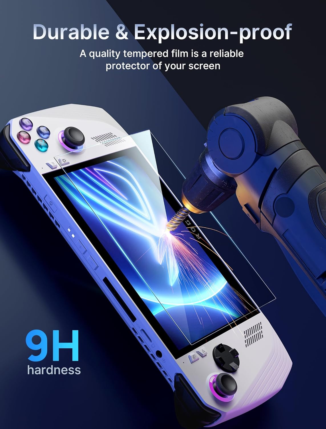 JSAUX Screen Protector for ROG Ally X 2-Pack, Ultra HD Glass 9H Hardness Tempered Glass Protector with Guiding Frame, 7 Inch Anti-Scratch Protective Screen for ASUS ROG Ally 2023 & Ally X 2024 - Anti-Glare image number 4