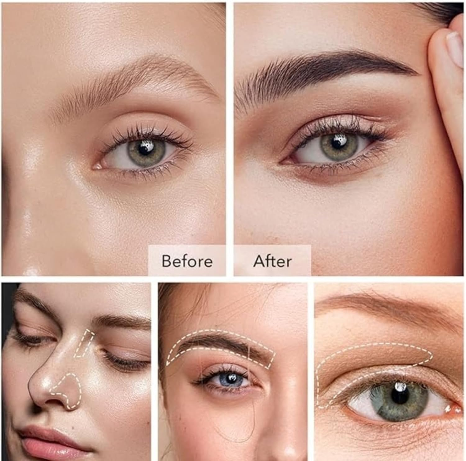 CKONXE 5Pcs Eyeshadow Smudge Brush,2 in 1 Double Ended Concealer Brush,Soft Firm Pointed Foundation Applicator for Concealer Eyebrows Eyeliner, Reusable,Multifunctional Makeup Tool, Gold