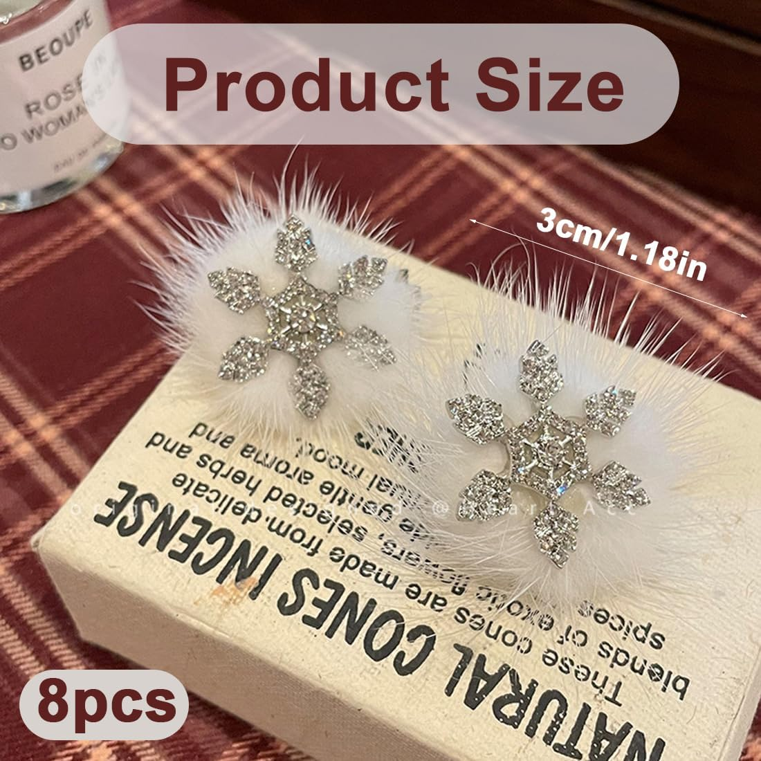 Pack of 8 Valentine'S Day Snowflakes Hair Clips Shiny Rhinestone Alloy Snowflake Hair Clips Set, Crystal Hair Pins for Women Girls Wedding Christmas image number 2