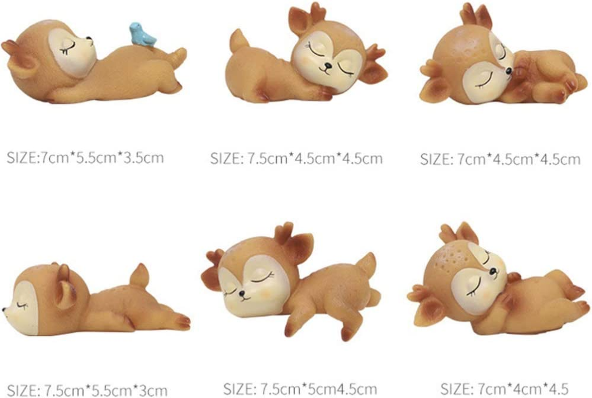 Doyifun Pack of 6 Lovely Fawn Doe Figurines Playset Toys, Cute Deer Cake Toppers Figure Baby Shower Birthday Wedding Party Decor image number 3