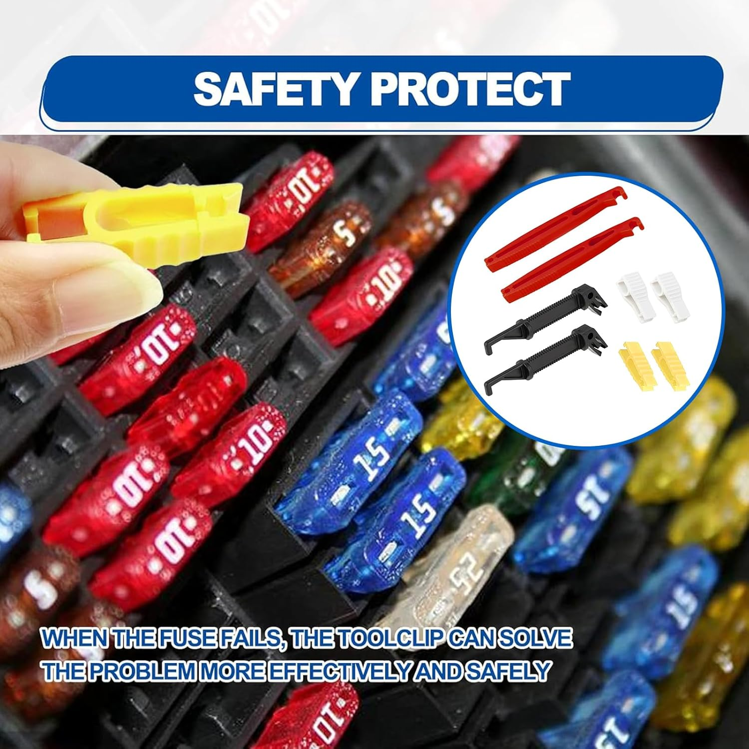 Qioon 8 PCS Blade Glass Fuse Insertion Puller Set, Plastic Automotive Fuse Extractor and Replacement Tool for Car, Motorcycle, and Truck, 4 Sizes image number 3