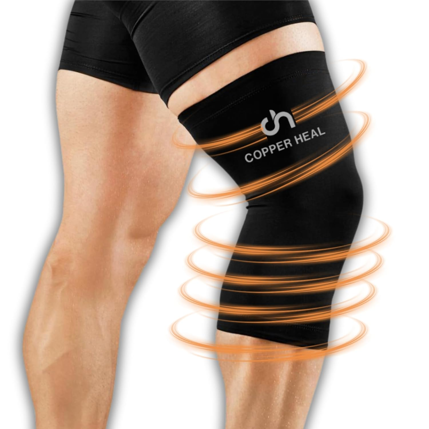 COPPER HEAL Knee Compression Sleeve - Knee Brace GUARANTEED with Highest Copper Infused Content to Support Stiff Sore Muscles and Joints, Meniscus Tear & Patella Stabilizer Strap image number 4