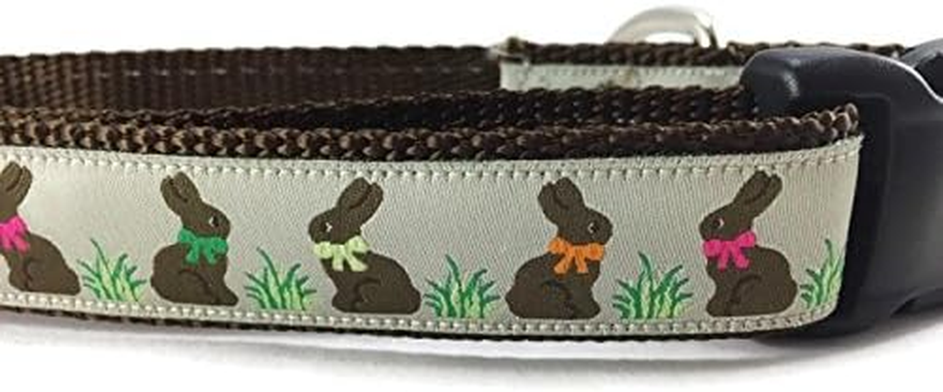 Easter Dog Collar, Caninedesign, Bunny, 1 Inch Wide, Adjustable, Nylon, Medium and Large (Chocolate Bunnies, Large 15-22") image number 4