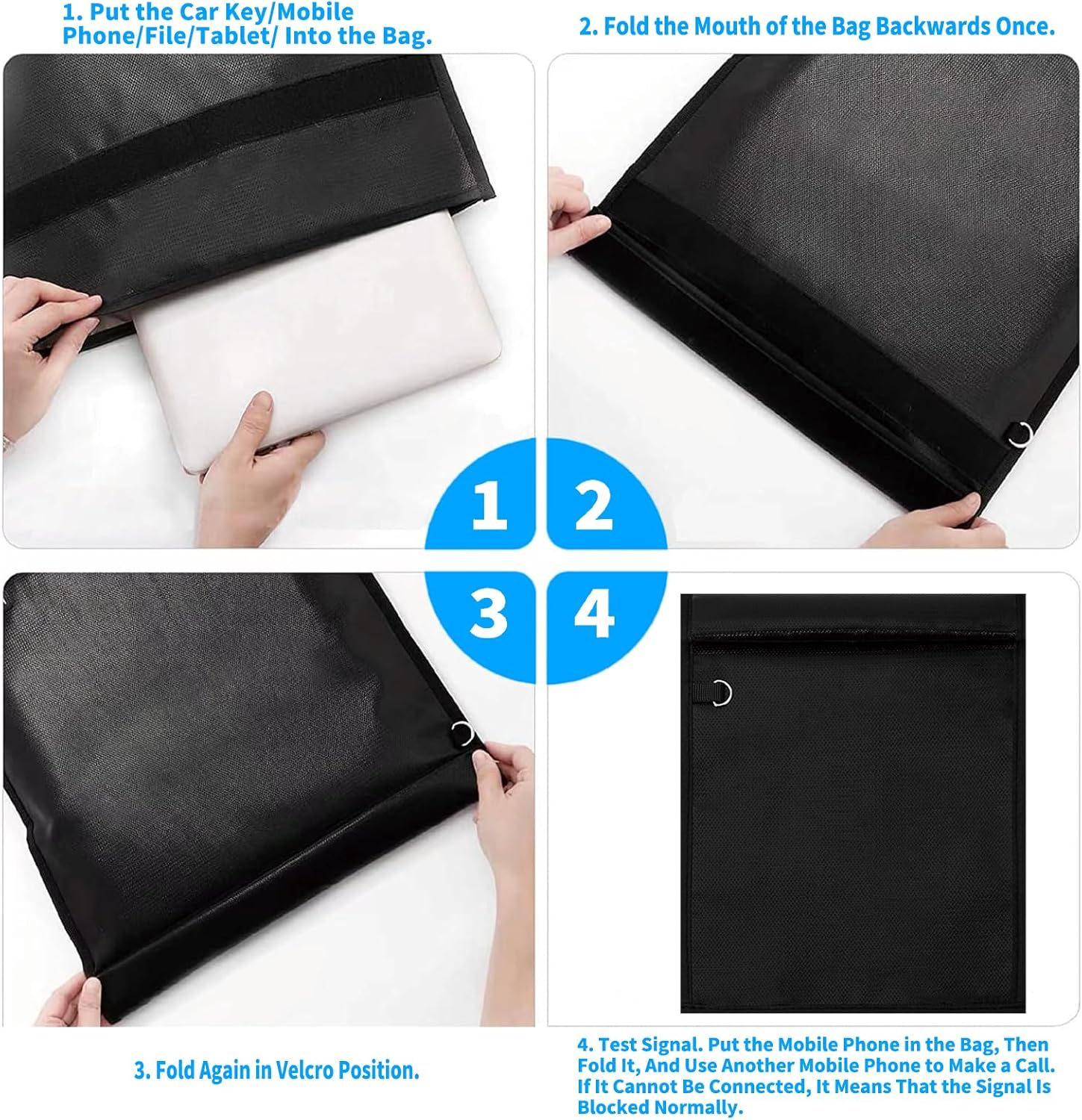 FOVNOT 4 Pack Faraday Bag for Keys - Fireproof Waterproof RFID Signal Blocking Pouch for Documents, Tablets, Phones & Car Keys image number 5