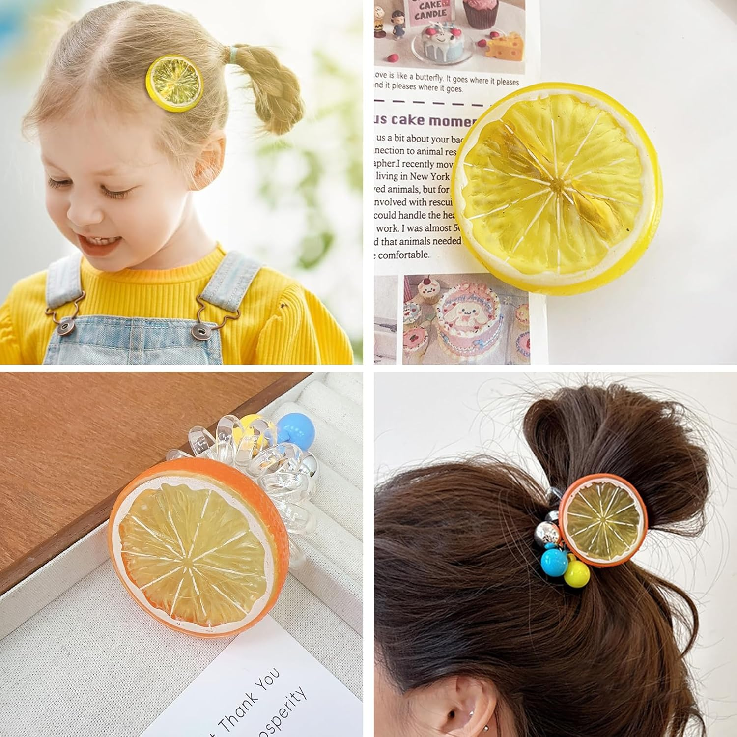 Hair Clips for Girls, Pack of 2 Orange Hair Clips, Hairpins, Hair Accessories for Girls with Fruit Motifs, Accessories for Carnival Party image number 1