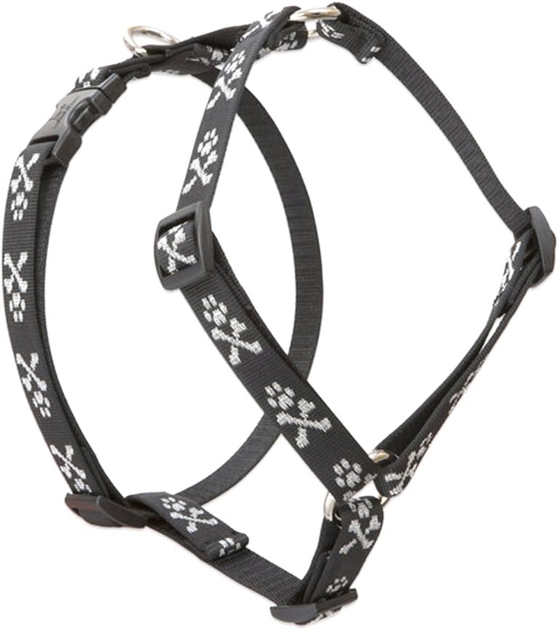 Lupinepet Originals 3/4-Inch Wide, Adjustable, 14-24-Inch, Roman Dog Harness for Medium Dogs, Bling Bonz Pattern