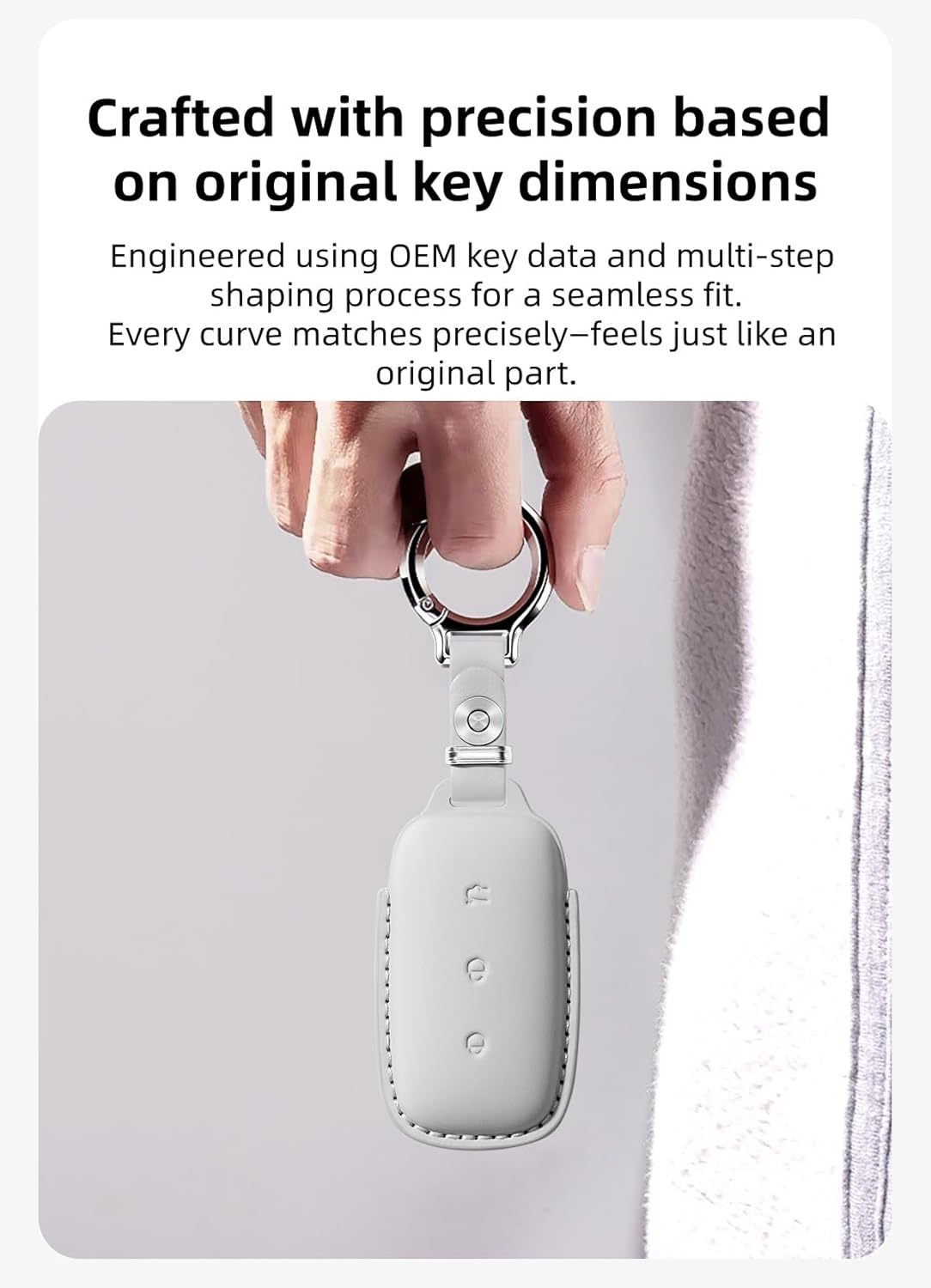 Ontto Leather Car Key Fob Cover Fit for Geely Galaxy EX5 E5 Cityray L6 L7 EMI NO.1 Proton E.Mas 7 5 E8 Starry 8 Key Case Holder Shell Key Chain Keyring Protector Accessories 3 Buttons image number 3