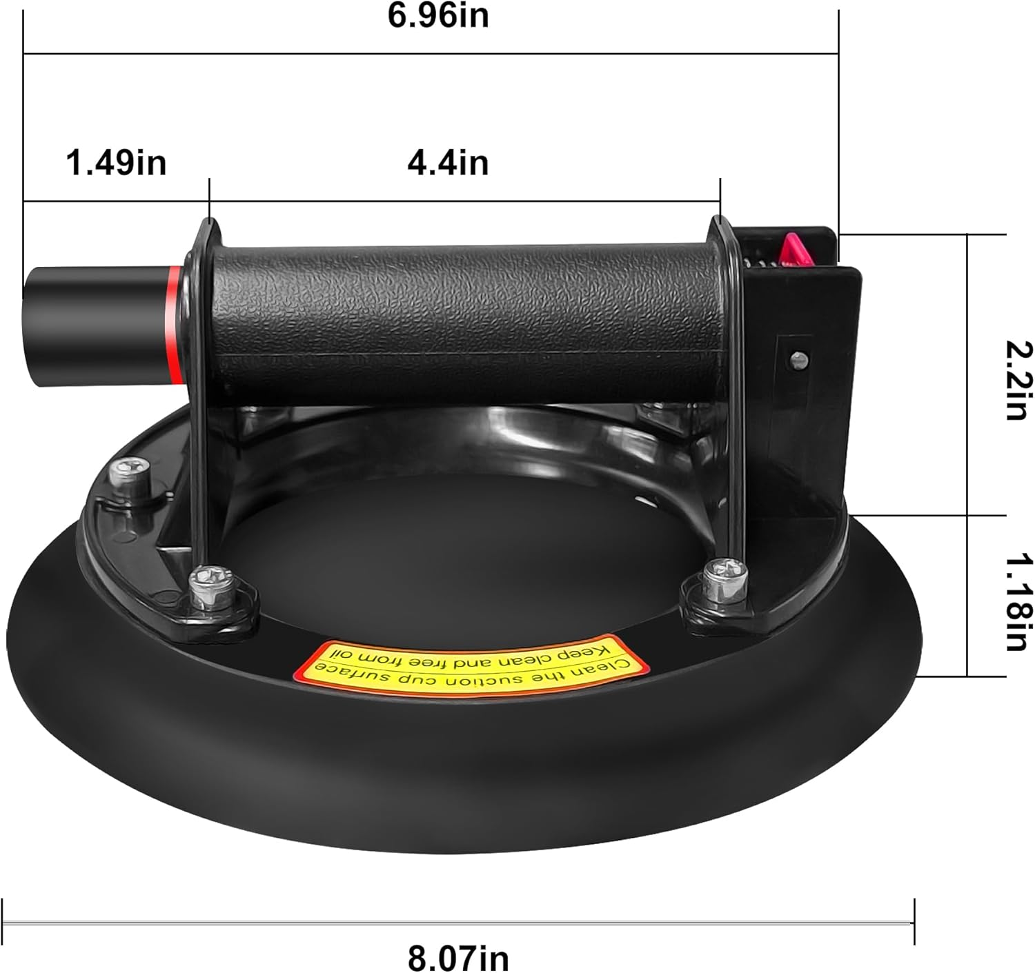 Vashly 2 Pack 8 Inch 440 Lbs with Suitcase Industrial Heavy Duty Handle Vacuum Large Glass Suction Cup Lifter,For Lifting Replace Auto Windshield Installation Glass/Granite Tile/Marble/Handing Tool image number 5